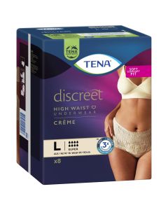 Tena Discreet High Waist Underwear Creme Super Large 8 Pack