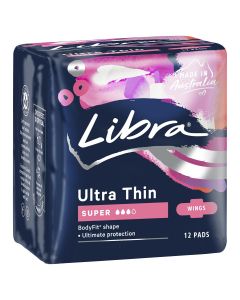 Libra Ultra Thin Pads Super with Wings 12 Pack