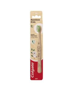 Colgate Kids Bamboo Manual Toothbrush Soft Bristles for Children 6+ Years 100% Biodegradable Bamboo Handle BPA Free 1 Pack