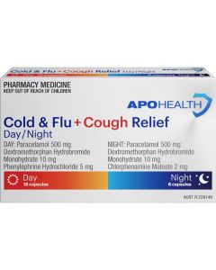 ApoHealth Cold & Flu + Cough Relief Day/Night 24 Capsules
