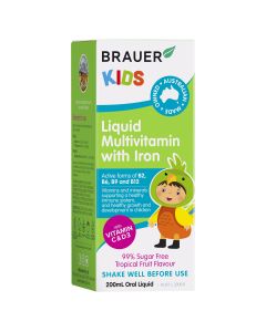 Brauer Baby & Kids Liquid Multivitamin with Iron 200mL