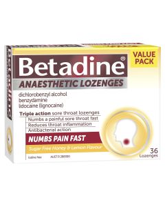 Betadine Anaesthetic Lozenges Honey and Lemon 36 Pack