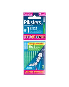 Piksters Interdental Brush Size 6 Green 10 Pack 