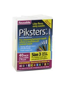 Piksters Interdental Brush Size 3 Yellow 40 Pack