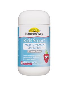 Natures Way Kids Smart Multivitamin + Probiotics 50 Strawberry Flavoured Chewable Tablets