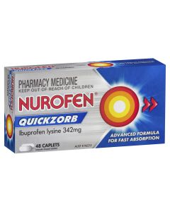 Nurofen Quickzorb Ibuprofen Lysine 342mg 48 Caplets