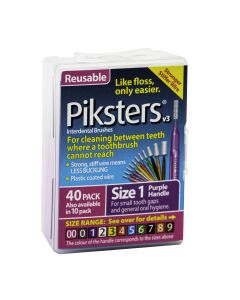 Piksters Interdental Brush Size 1 Purple 40 Pack