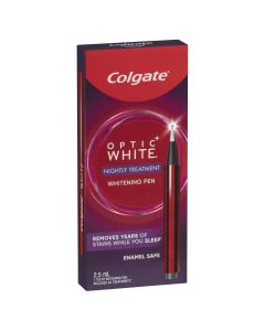 Colgate Optic White Overnight Teeth Whitening Treatment Pen With Hydrogen Peroxide Enamel Safe 2.5mL