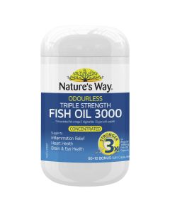 Nature's Way Odourless Triple Strength Fish Oil 3000 60 + Bonus 10 Capsules