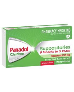 Panadol Children 6 Months to 5 Years Suppositories Paracetamol 125mg 10 Pack