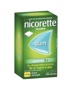 Nicorette Quit Smoking Extra Strength Nicotine Gum Spearmint 105 Pack