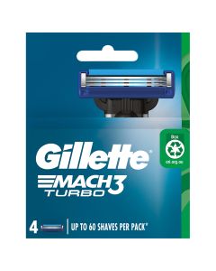 Gillette Mach3 Turbo 3D Replacement Cartridges 4 Pack