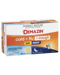 Demazin Cold & Flu + Cough Day + Night 48 Capsules