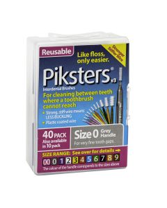 Piksters Interdental Brush Size 0 Grey 40 Pack