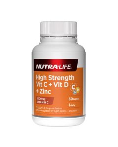 Nutra-Life High Strength Vit C + Vit D + Zinc 60 Tablets