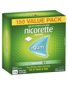 Nicorette Quit Smoking Regular Strength Nicotine Gum Spearmint 150 Pack