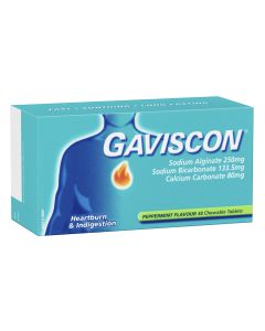 Gaviscon Heartburn & Indigestion Relief Peppermint 48 Chewable Tablets
