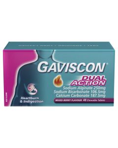 Gaviscon Dual Action Heartburn & Indigestion Relief Mixed Berry 48 Chewable Tablets
