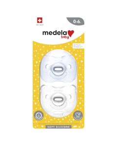 Medela Soft Silicone Duo Boy Blue Soothers 0-6 Months