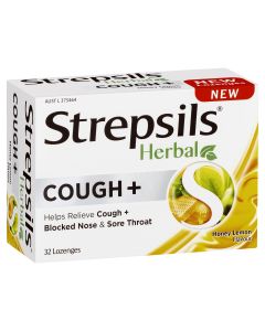 Strepsils Herbal Cough + Honey Lemon 32 Lozenges