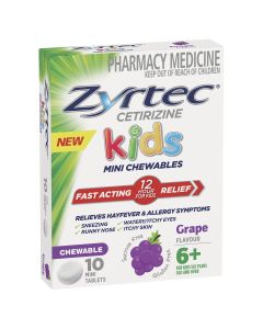 Zyrtec Kids Allergy & Hayfever Chewable Tablets Grape 10 Pack