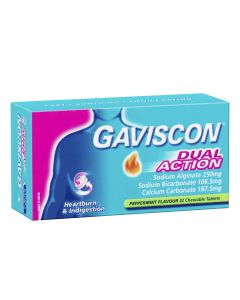Gaviscon Dual Action Heartburn & Indigestion Relief Peppermint 32 Chewable Tablets