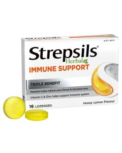 Strepsils Herbal Immune Support Honey & Lemon 16 Lozenges
