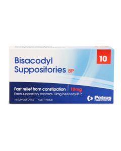 Bisacodyl Suppositories BP 10mg 10 Pack