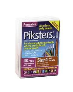 Piksters Interdental Brush Size 4 Red 40 Pack