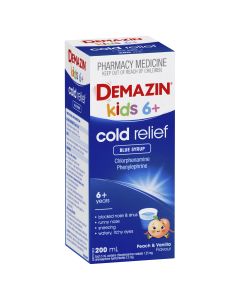 Demazin Kids 6+ Cold Relief Blue Syrup 200mL