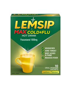Lemsip Max Cold and Flu Hot Drink Lemon 10 Pack
