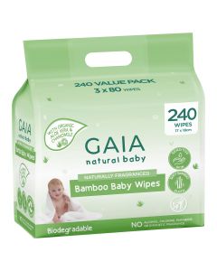 Gaia Natural Baby Bamboo Wipes 240 Pack
