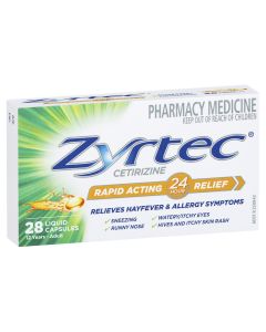 Zyrtec Rapid Acting Relief Hayfever & Allergy Liquid Capsules 28 Pack