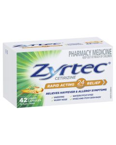 Zyrtec Rapid Acting Relief Hayfever & Allergy Liquid Capsules 42 Pack