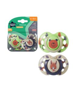 Tommee Tippee Closer To Nature Fun Style Soother 6-18 Months 2 Pack Assorted