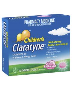 Claratyne Children's Allergy & Hayfever Relief Antihistamine Bubblegum Flavour Chewable Tablets 10 Pack