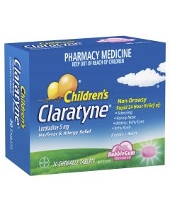 Claratyne Children's Allergy & Hayfever Relief Antihistamine Bubblegum Flavour Chewable Tablets 30 Pack