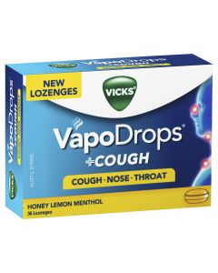 Vicks VapoDrops +Cough Honey Lemon Menthol 36 Lozenges