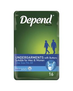 Depend Undergarments with Buttons 16 Pack