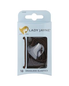 Lady Jayne Snagless Elastics, Brown, Pack 18