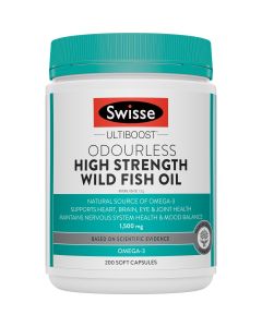 Swisse Ultiboost Odourless Hi-Strength Wild Fish Oil 1500mg 200 Capsules