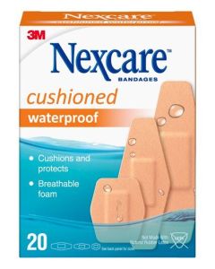 Nexcare Waterproof Cushioned Strips Assorted 20 Pack