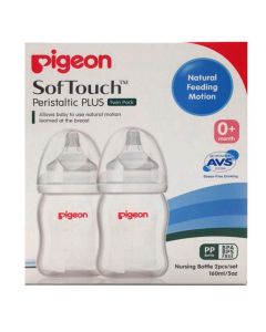Pigeon Softouch Peristaltic Plus Wide Neck Bottle Twin Pack 240mL (PP)